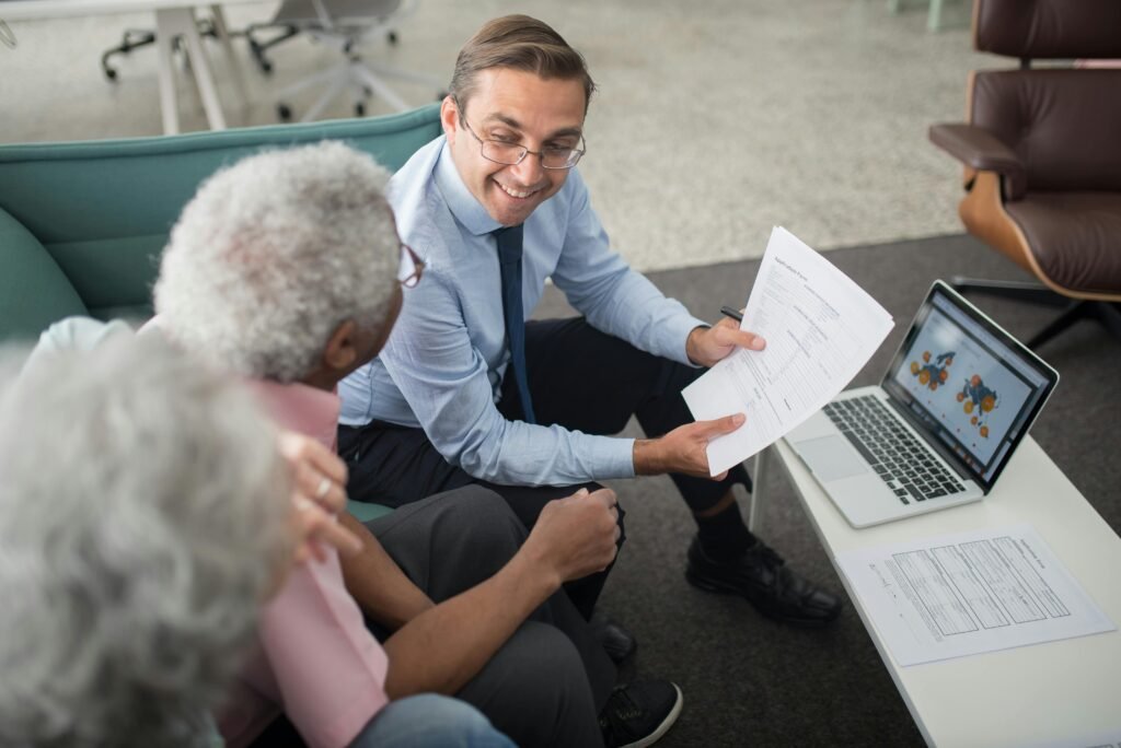 Talent consulting session with business professional guiding clients through a strategy meeting in Canada